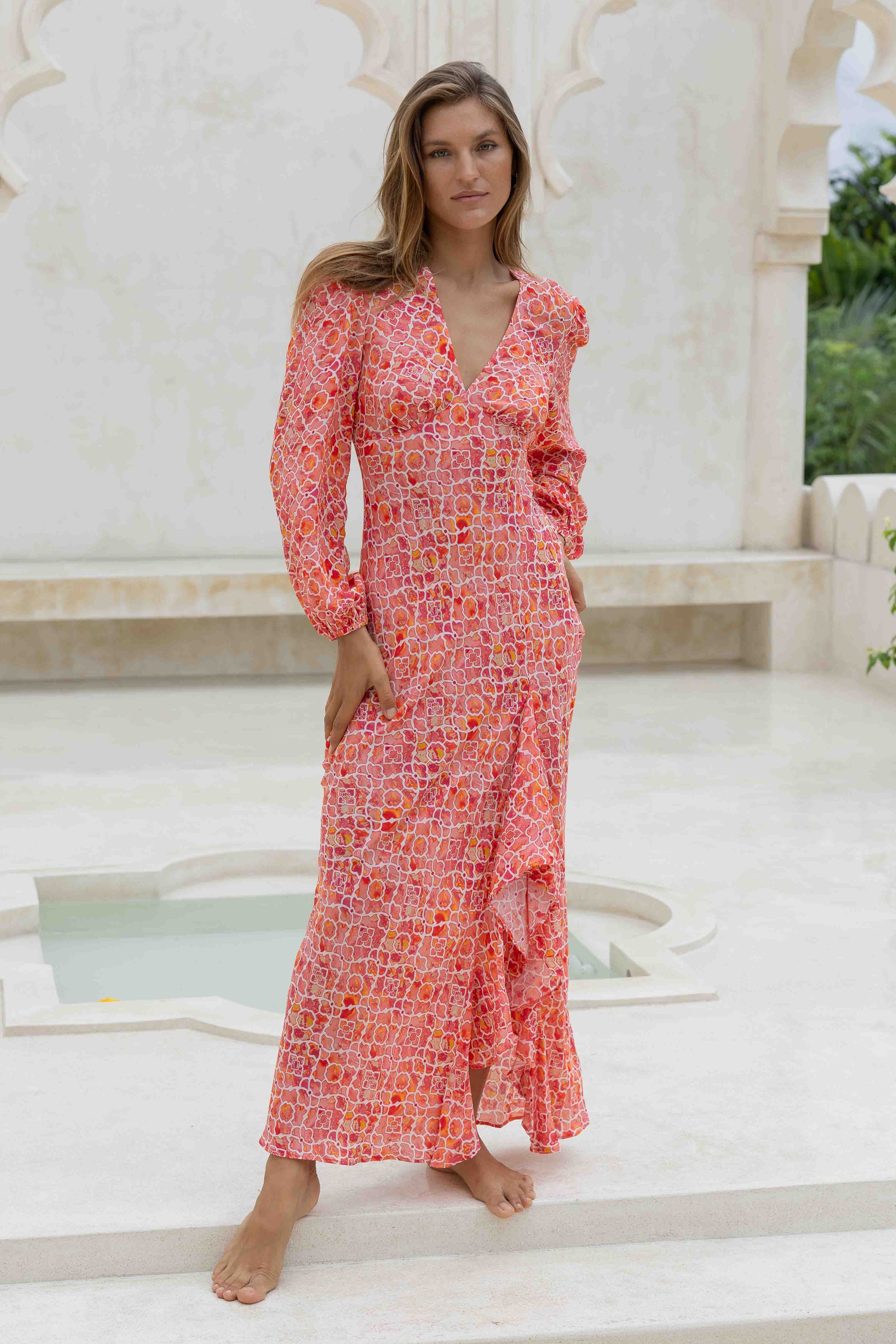 knee length dresses for ladies Dolce & Gabbana Multicolor Floral Short Portofino Dress - IT44