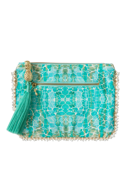 AQUA PEBBLES CLUTCH BAG