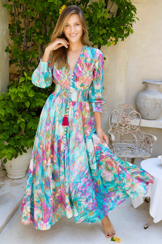 LIQUID RAINBOW ST TROPEZ MAXI DRESS