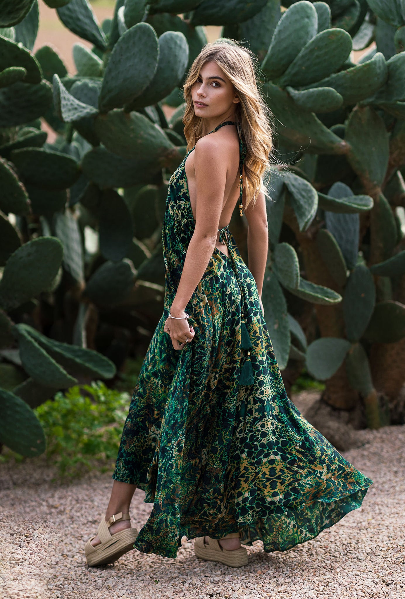 EMERALD LEOPARD SILK IBIZA DRESS EMERALD LEOPARD SILK IBIZA DRESS