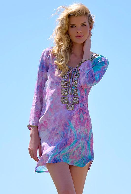 FANTASY PINK TAJ SILK KAFTAN