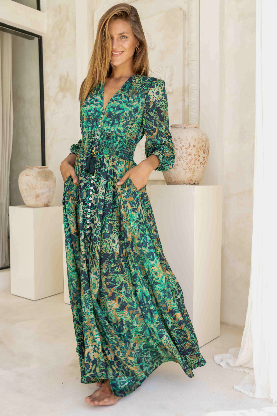knee length dresses for ladies Veronica Sequin Midi Dress / Leopard Print | Meshki