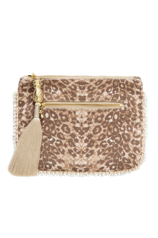 LEOPARD SANDS CLUTCH BAG