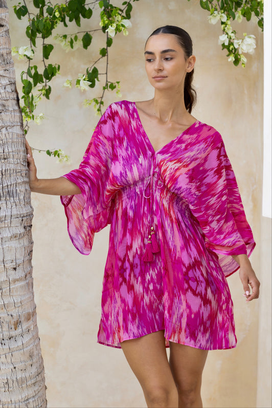 MAGICAL MAGENTA MINI CAPRI KIMONO