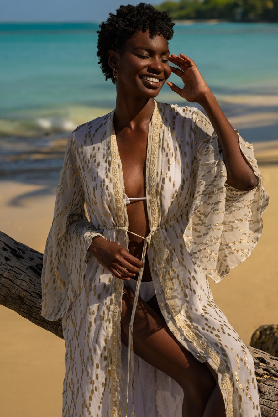GOLD GLOW BORA BORA KIMONO DRESS – Sophia Alexia