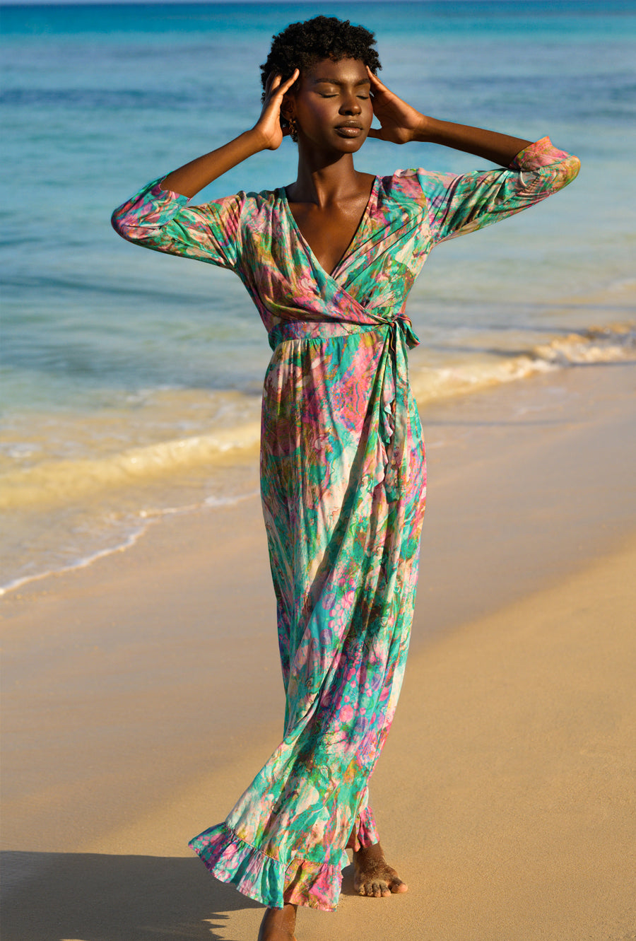 rainbow plus size maxi dresses zimzinziu Women's Printed V Neck 3/4 Sleeve Long Dress with Belt(Floral-1 XL) at Amazon Women's Clothing store similar to jersey fabric. Xpluswear Design Plus Size Daily