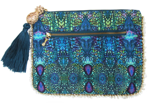 BLUE IGUANA CLUTCH BAG