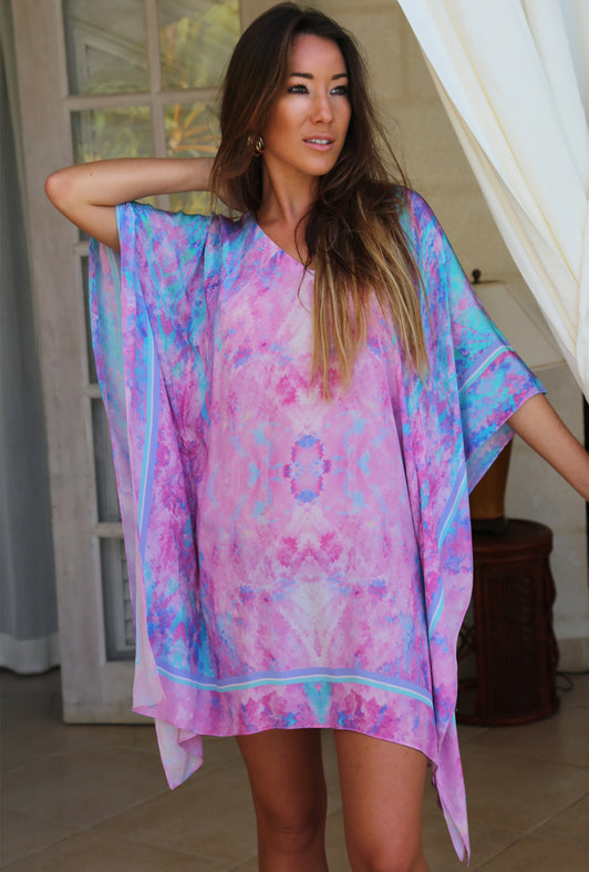 FANTASY PINK SILK KAFTAN