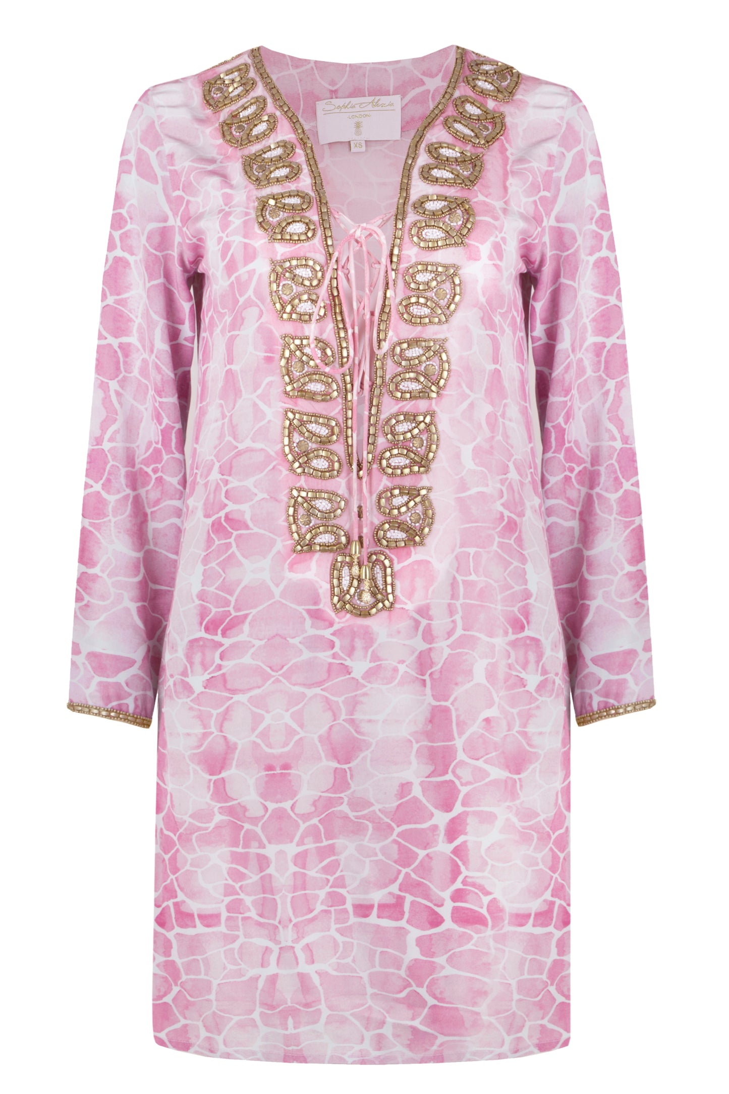 PINK PEBBLES TAJ SILK KAFTAN