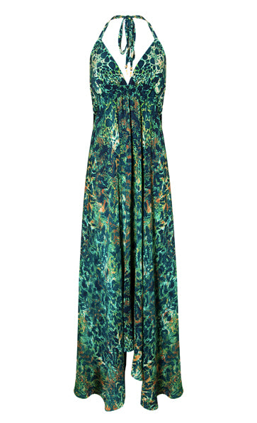 EMERALD LEOPARD SILK IBIZA DRESS – Sophia Alexia